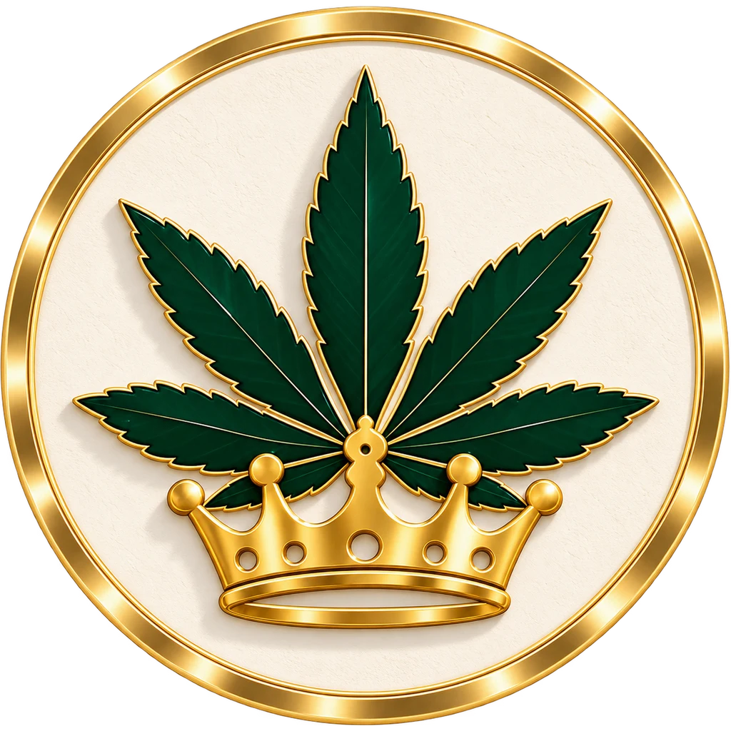Cancun Weed Club — gold crown and leaf on an ivory coin